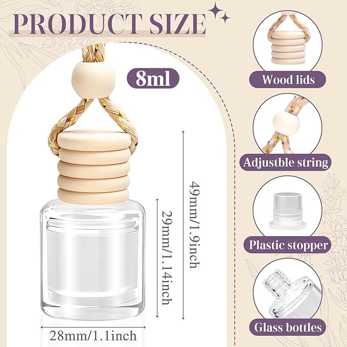 AROIC Car Air Freshener Diffuser Set, 6 Pack Lavender Natural Slow-Release Fragrance, Long Lasting Air Freshener for Women & Men Car Accessories, Hanging Cute Automotive Interior Decor Gift (8ml Each)