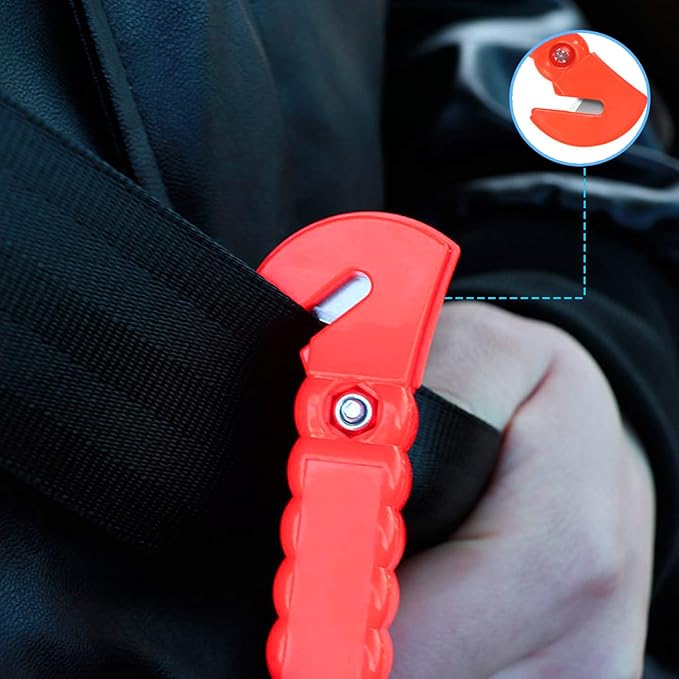 Car Window Breaker, Safety Hammer - Emergency Escape Tool, Window Breaker Seatbelt Cutter, Life Saving Survival Kit with Light Reflective Tape(2-Pack)