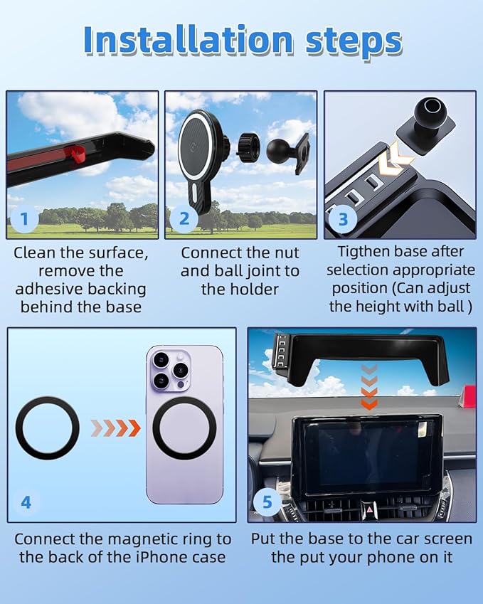 PZK Car Phone Mount for Honda Civic 2022 2023 2024 2025 2026 Accessories 11th Gen Civic 7/9-Inch Screen Magnetic 15W Fast Wireless Charger Car Phone Holder with Storage Box Not Affect Air Vent