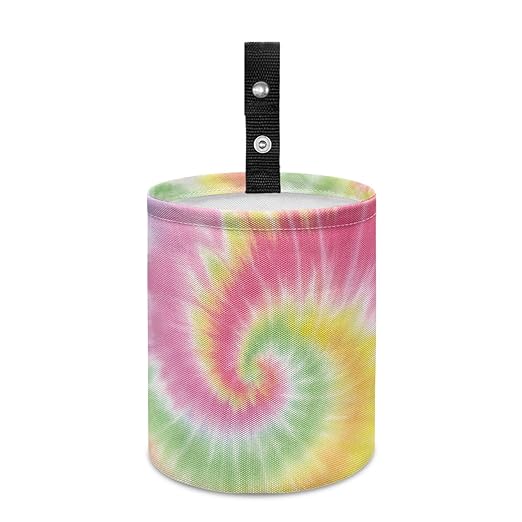 Small Trash Can for Car Tie Dye Print Automotive Accessories for Interior Organizer Truck SUV RV Vehicle Home Office Small Portable Hanging Garbage Bags