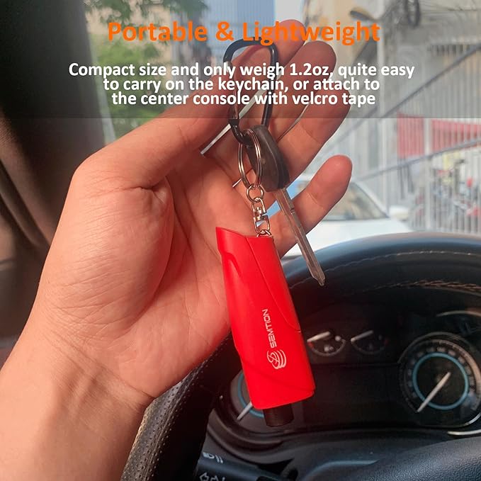 Window Breaker Seatbelt Cutter Keychain Car Escape Tool for Land and Underwater, Pack of 2 (Black-Red)