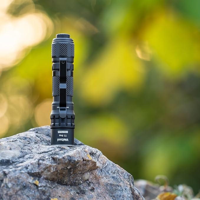 Weltool T1 Pro Mini Flashlight with Pocket Clip,Throwing Distance 313 Meters, 24,500 Candela for EDC,Hiking,Camping,Emergency Lighting (Black)