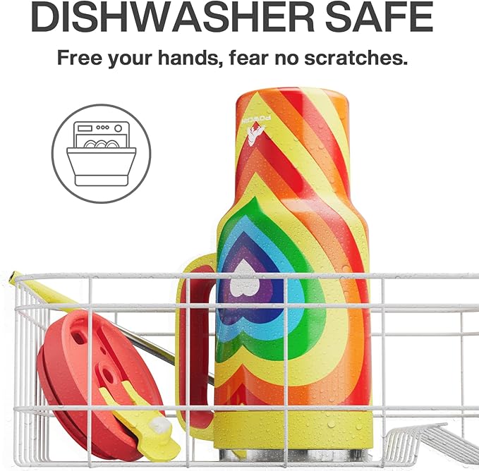 POWCAN 40 oz Tumbler with Handle, 2-in-1 Straw and Sip Lid, Leakproof, Dishwasher Safe, Insulated Stainless Steel Travel Coffee Mug, Keeps Cold for 34 Hours, Fits in Car Cup Holder (Fiery Love)