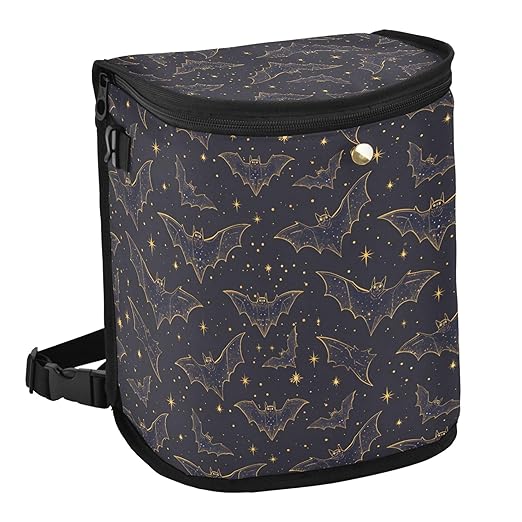 MNSRUU Car Trash Can with Lid, Bats Stars Car Trash Bag Hanging Organizers and Storage for Front Back Seat, Leak-Proof Trash Bin
