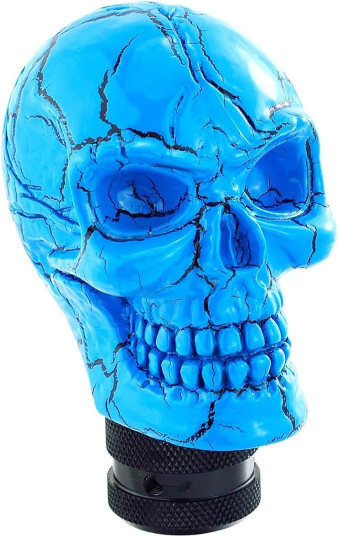 Lunsom Skull Gear Shift Head Resin Shifter Knob Car Transmission Shifting Stick Handle Fit Most Automatic Manual Vehicle (Blue)