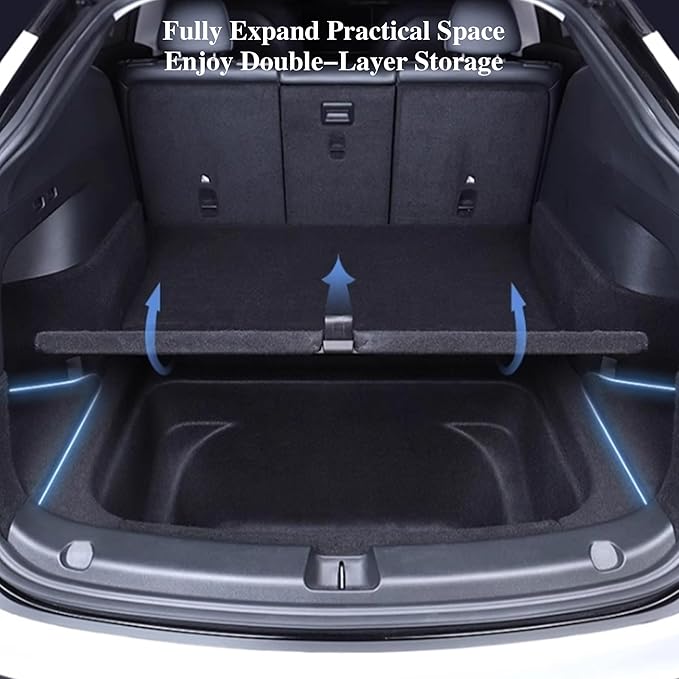 Rear Trunk Storage Bins with Lids 2PCS for New 2025 2026 Model Y Juniper Rear Trunk Storage Box TPE Waterproof Trunk Organizer for Model Y Juniper Interior Accessories