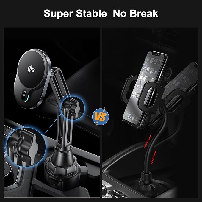 for Qi2 15W Wireless MagSafe Car Mount Charger Cup Phone Holder,15W Fast Charging Charger Phone Holder Mount for iPhone Air/17/16/15/14/13/12, Galaxy S25, Fast Charging for Magnetic iPhone Accessories