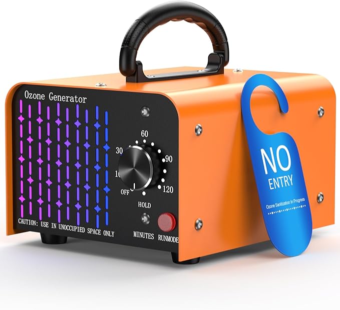 0zone Generator 80000mg - O3 Air Purifier for Home & Car, Ozone Machine Odor Removal for Smoke & Pet (Orange)