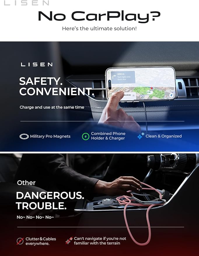 LISEN for 15W MagSafe Car Mount Charger,Magnetic Wireless Car Charger for iPhone 17 Pro Max Accessories,Magnetic Phone Holder for iPhone 17-12,Samsung,Pixel 9,Jeep Ford F150 Accessories,Gifts for Men