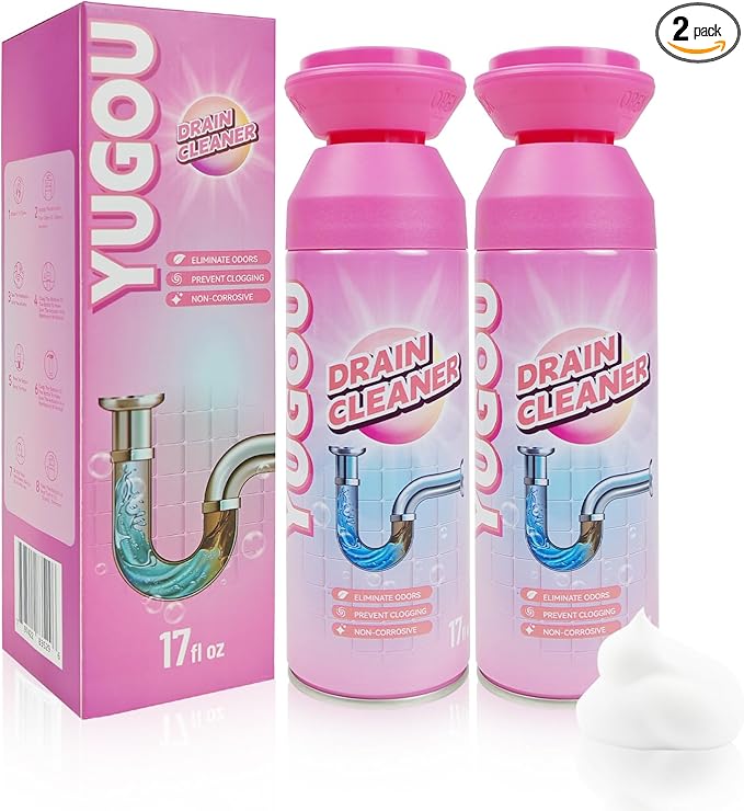 Foaming Drain Cleaner, Sink Cleaner and Deodorizer, Drain Clog Remover for Kitchen Sinks, Shower Drains, Tubs (2pcs)