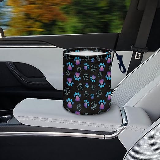 Dog Paw Car Trash Can, Car Trash Bag, Hanging Car Organizer and Storage Bag, Trash Bin Collapsible Universal Fit for Car Accessories, Vehicle, Travelling, Camping Trash Container