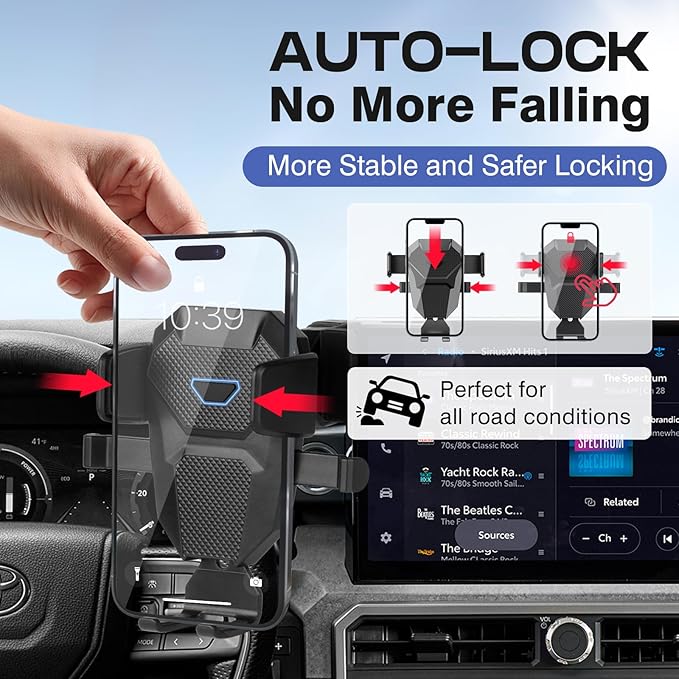 Car Phone Holder for 2024 2025 Toyota Tacoma Accessories ONLY for 14-inch Screen Tacoma Phone Mount 360° Rotation Tacoma Cell Phone Holder Hands-Free Ultra Stable