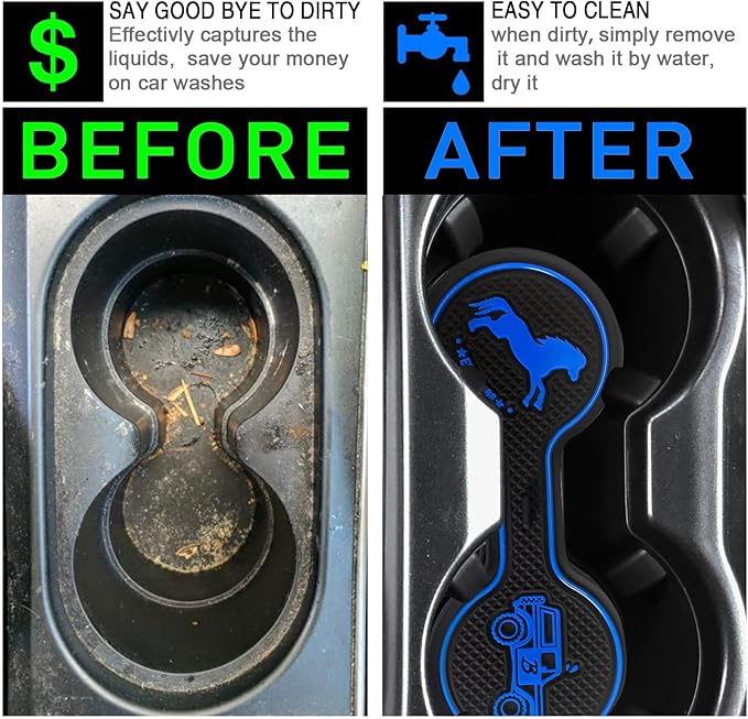 Car Cup Holder Coaster Compatible with Ford Bronco Offroad 2021-2025, Silicone Car Decorative Water Coaser, Bronco Car Accessories (Blue)