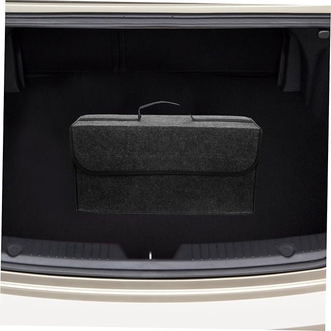 Felt Trunk Storage Bag Foldable Organizer for Car Van Portable Driving Pouch Grey for Groceries Emergency Gear Space Saving Design