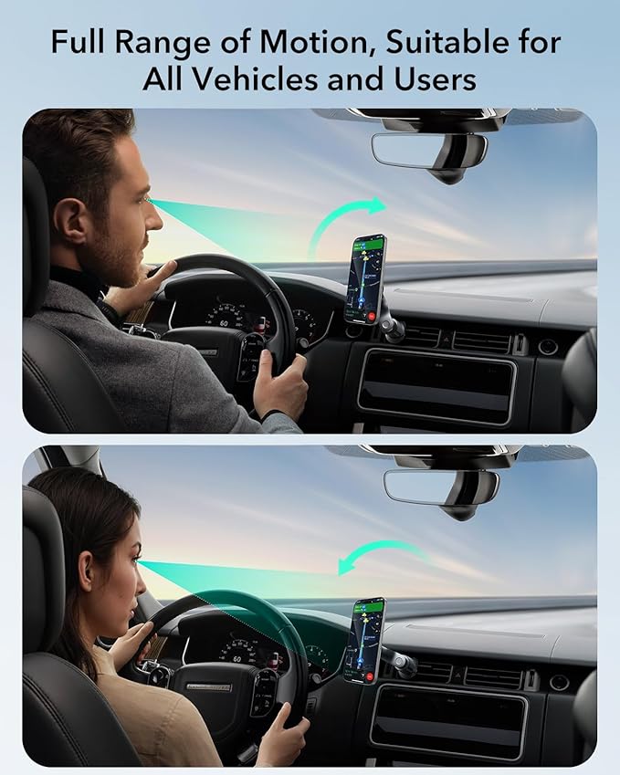 ESR OmniLock for MagSafe Car Mount, 360° Rotation, Car Phone Mount for Air Vent, Magnetic Phone Holder for iPhone 17/16/15/14/13/12, Google/Samsung/Android, All Smartphones(2 MagSafe Rings Included)