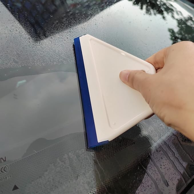 FOSHIO 4Pack White Auto Home Kitchen Bathroom Shower Squeegee Hand Squeegee Window Wiper Mirror Wiper with Blue Silicone Water Blades