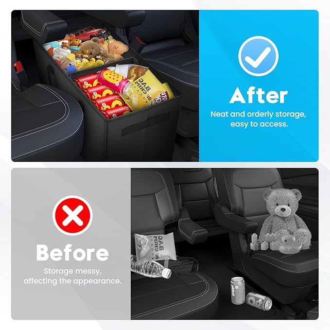 Autorder Car Seat Organizer for 2020-2025 2026 Ford Explorer Accessories Portable Backseat Organizer with Lid Handles Multipurpose Car Floor Storage for Kids Toys Baby Products Daily Necessities