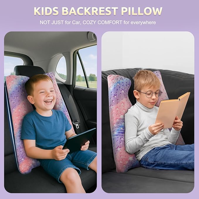 Car Pillow for Kids, Travel Pillow with Adjustable Strap, U-Shaped Pillow for Adults and Children to Support Head and Body Road Trip Essentials (Multicolor)