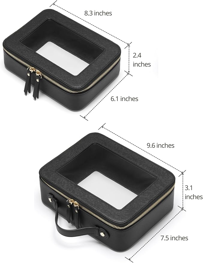 Popvibe Clear Makeup Bag Travel Cosmetic Case Transparent Toiletry Bag with Zipper, Portable Make Up Organizer Traveling Compact Car Bag for Essentials