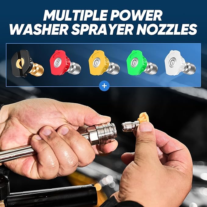 Saker High Pressure Washer Gun with 5 Color Quick Connect Power Washer Sprayer Nozzles,Only Compatible with High-Pressure Water Pipes of M22-14mm Diameter