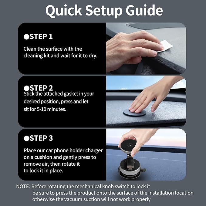 MagSafe Car Mount Charger for iPhone-15W Fast Wireless Charging, 360° Rotation Adjustable Car Phone Holder, 120LBS Strongest Vacuum Suction, 2800gf Strong Magnetic Phone Holders for Your Car