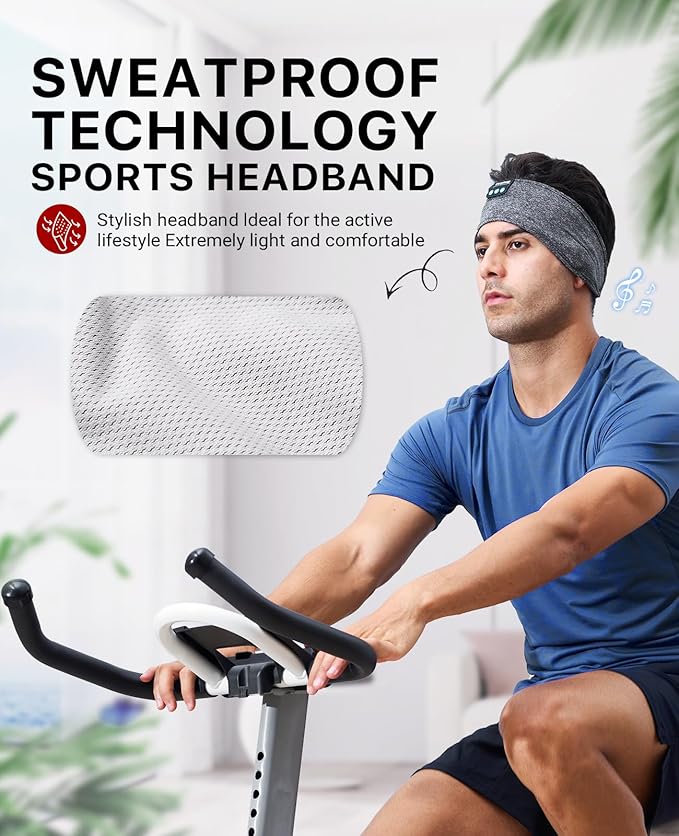 Perytong Sleep Headphones Wireless, Bluetooth Sports Headband Headphones with Ultra-Thin HD Stereo Speakers Perfect for Sleeping,Workout,Jogging,Yoga,Insomnia, Air Travel, Meditation (Grey)