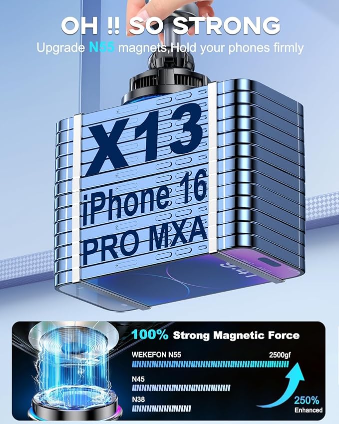 2026 Upgraded TEC & Fan Cooling Magnetic Wireless Car Charger, For Qi2 15W Magsafe Car Mount Charger, Air Vent Dashboard Fast Charging Car Phone Holder for iPhone 17/16/15/14/13/12, Samsung ＆ Pixel