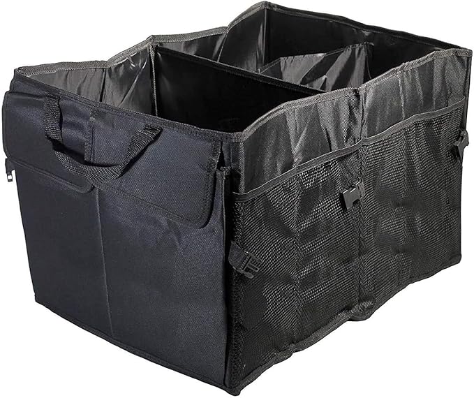 VViViD Heavy-Duty Multi-Compartment Collapsible Nylon Car Trunk Storage Organizer Bin