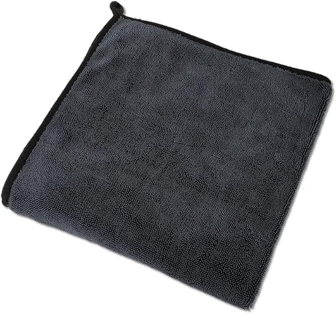 Car Drying Towel, Double-Sided Microfiber Towels for Cars, Ultra Absorbent Washing Cloth, Lint Free, Streak-Free, Reusable | 23.6x23.6 | Car Cleaning Supplies | Car Accessories | Black - Japan Import