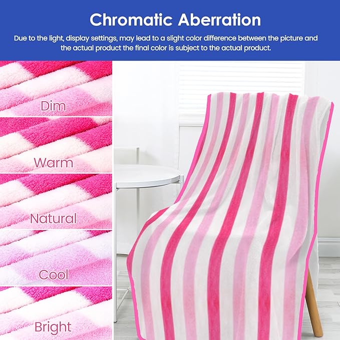 JML Microfiber Bath Towels Set of 4, Large Bathroom Towel for Adult, 30" x 60", Soft, Super Absorbent & Fast Drying, Use for Shower, Sauna, Sport, Fitness, Yoga, Cabana Stripe Pink