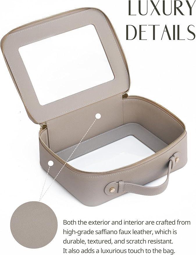 Popvibe Clear Makeup Bag Travel Cosmetic Case Transparent Toiletry Bag with Zipper, Portable Make Up Organizer Traveling Compact Car Bag for Essentials