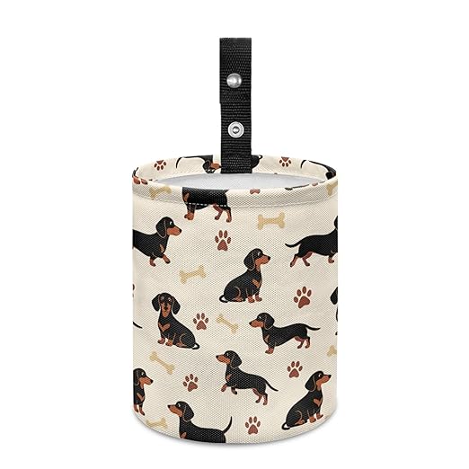 Cute Car Trash Can Dachshund Print Automotive Accessories for Interior Organizer Truck SUV RV Vehicle Home Office Small Portable Hanging Garbage Bags