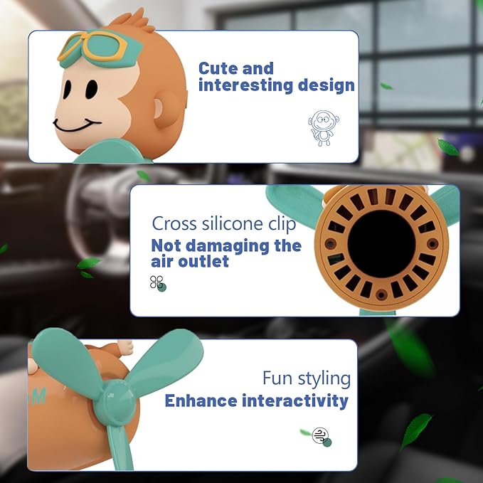 Pilot Car Air Freshener, Cute Pig Car Vent Clip Air Freshener with 4 Fragrant Tablets Automotive Air Outlet Fan Diffuser, Automotive Interiors Vent Decoration (Pilot Pig)