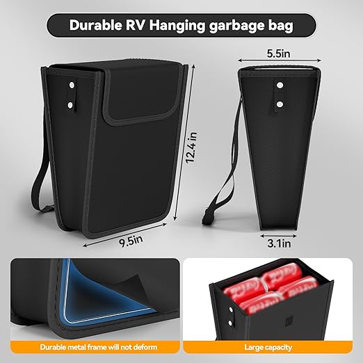 Car Trash Can,Hanging Foldable Closure Design Mini Car Organizer and Storage Bag CarGarbage Can for The Back/Front/Console with 36pcs Disposable Black Trash Bags