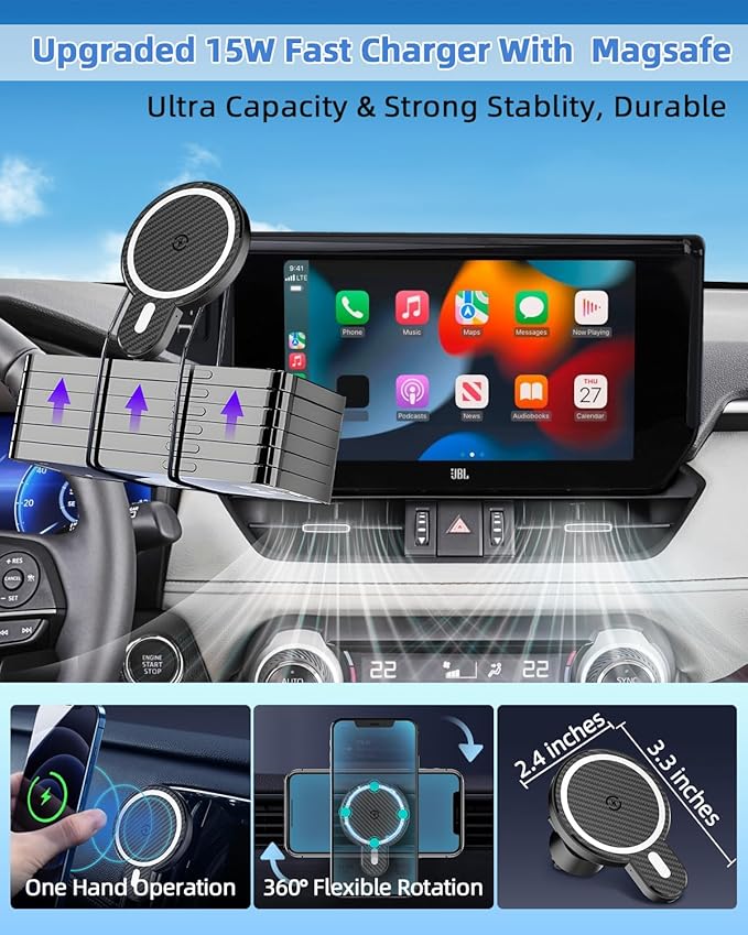 PZK Car Phone Mount for 2023-2025 2026 Honda Accord Hybrid Sport /-L/EX-L/Touring/Prime (Only for 12.3-Inch Screen) Magnetic 15W Fast Wireless Charger Car Phone Holder (Not Fit for LX/EX/SE Series)