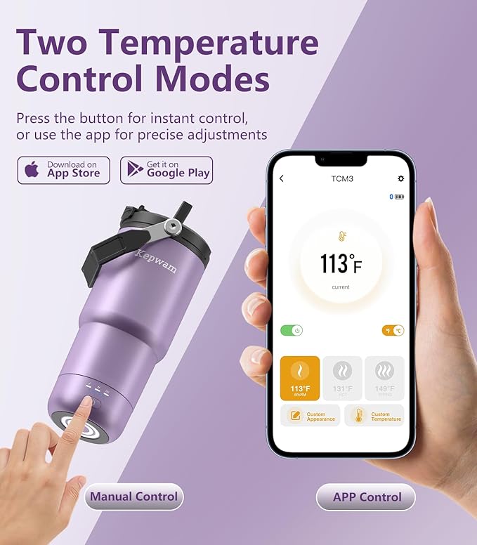 Self-Heating Travel Mug 20oz, Temperature-Controlled Coffee Warmer Mug, Smart Travel Coffee Mug Keep Coffee Drinks Hot, Heated Mug Great for Driver Outdoor Fits Car Cup Holders