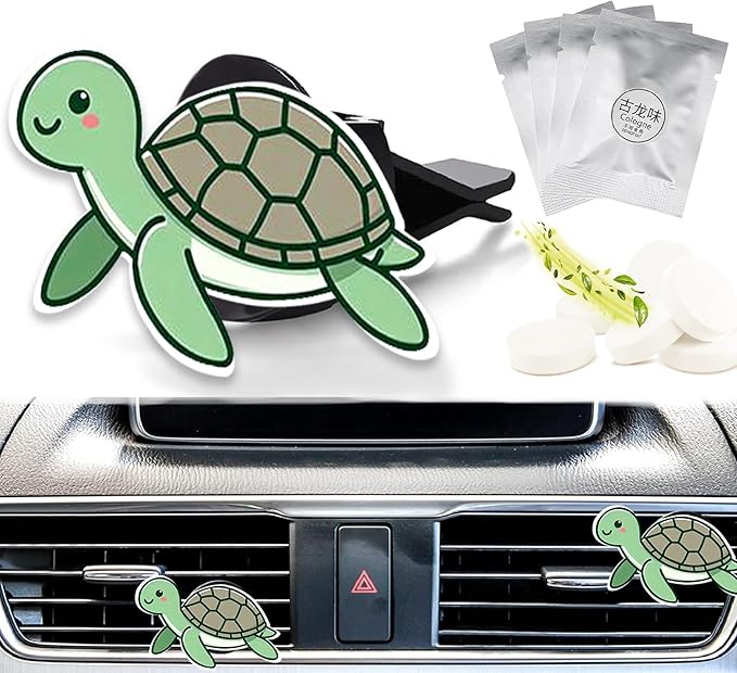 Cute Car Air Freshener Clips Sea Turtle Car Vent Clip Turtle Cars Scents Cologne Air Conditioner Clip Auto Vent Interior Decoration Cars Accessories Turtles Loves Gifts for Women Men