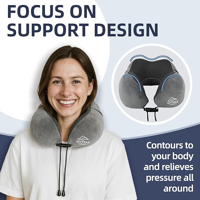 Travel Pillow with Extra Large Hood for Airplane Long Flights Privacy and Comfort Memory Foam with Velvet Cover for Road Trip Head&Neck Support for Plane Office Cars Sleeping & Rest (Light Grey)