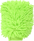 HARFINGTON Chenille Microfiber Car Wash Mitts 10" x 7.5" Scratch Free Wash Gloves Absorbent Double Sided Plush Cleaning Drying Mitts for Car Washing Home Clean Lime Green