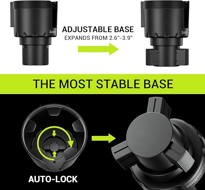 Car Cup Holder Expander 2 Pack with Large Size Detachable Food Tray, Car Drink Holder Adapter with Solid Base - Fits Yeti, Hydro Flask, 32/40 oz, Road Trip Essential Car Travel Accessories