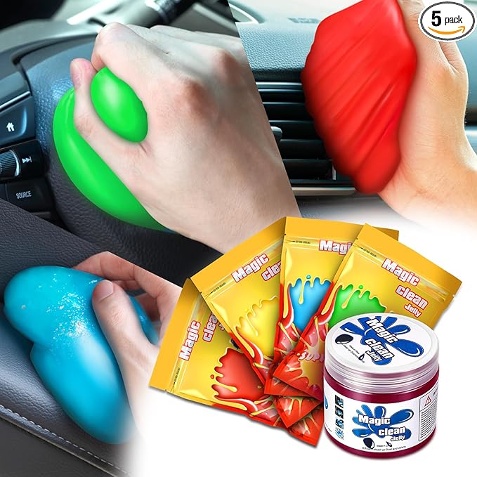 DNA Motoring 5 Pack Car Cleaning Gels Auto Detailing Tools Cleaning Putty Car Interior Cleaner, Car Jelly Cleaner, Keyboard Cleaner, Car Cleaning Supplies Car Gifts for Men Women, TOOLS-00150-N