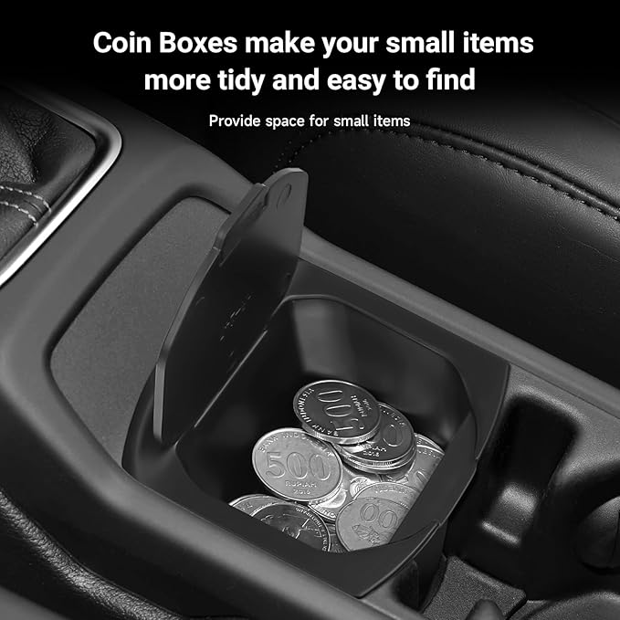 Center Console Coin Box Organizer for 2018-2024 2025 2026 Jeep Wrangler JL Gladiator JT Accessories Armrest Insert ABS Plastic Coin Holder Secondary Storage Box