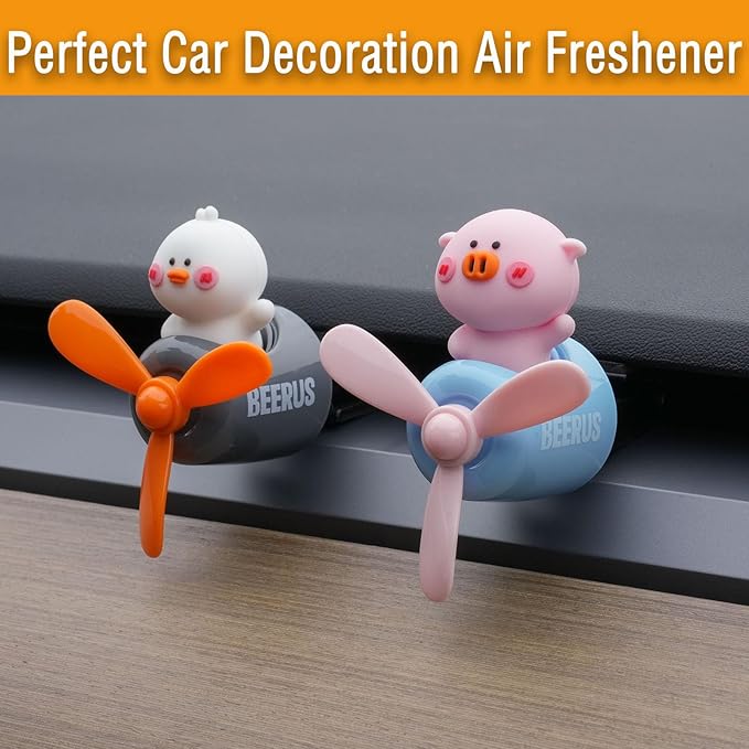 Pilot Car Air Freshener, Cute Duck Car Vent Clip Air Freshener with 4 Fragrant Tablets Automotive Air Outlet Fan Diffuser, Automotive Interiors Vent Decoration (Pilot Duck)
