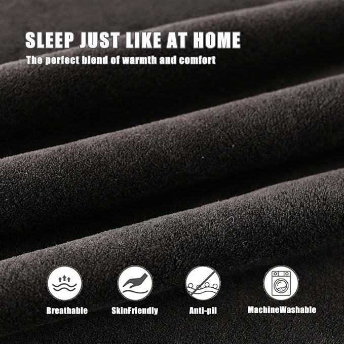 Travel Blanket and Pillow - Premium Soft 2 in 1 Airplane Compact with Soft Bag Pillowcase, Plane Blanket Compact Packable, Travel Essentials Accessories for Plane and Car, 60x80 Black