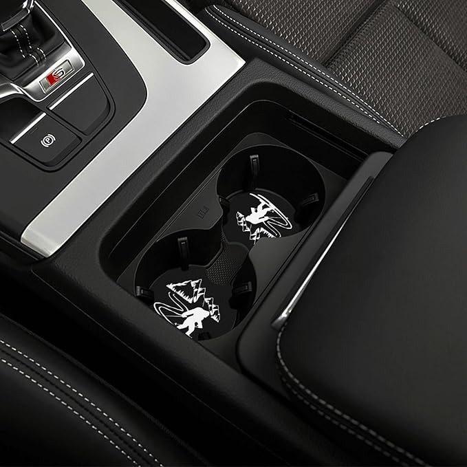 Bigfoot Skiing Car Coasters for Cup Holders Pack of 2 Neoprene Cup Mat Pad Vehicle Interior Accessories for Men Women