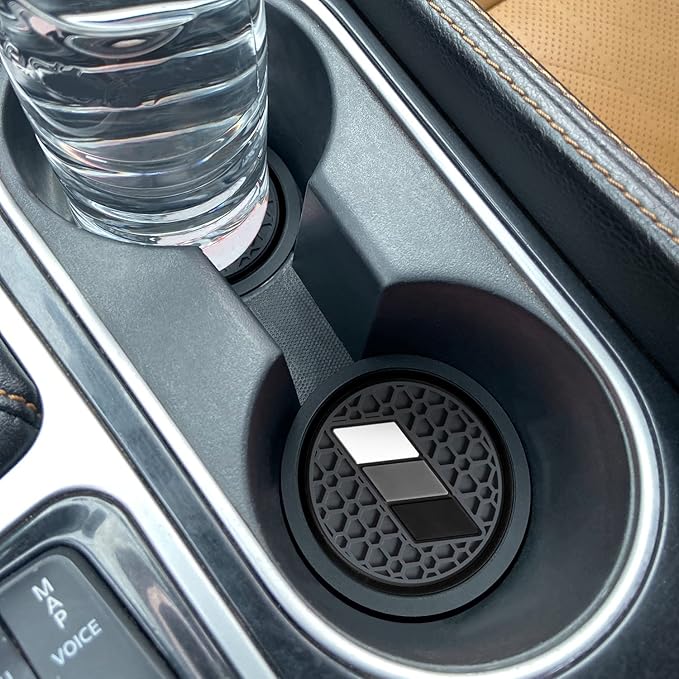 Cup Holder for Toyota Accessories Tacoma TRD 4Runner Tundra Rav4 Highlander, Classic Retro Style Tri-Color Interior Insert Coaster (2.75 Inch, White/Light Gray/Dark Gray)