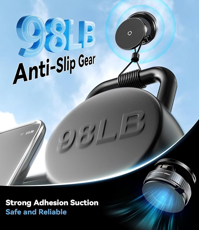 15W for MagSafe Car Mount Charger, Magnetic Wireless Car Phone Holder for iPhone 17 16 15 14 13 12 Pro Max, 360° Adjustable iPhone Charger for Car with USB C Car Charger Adapter