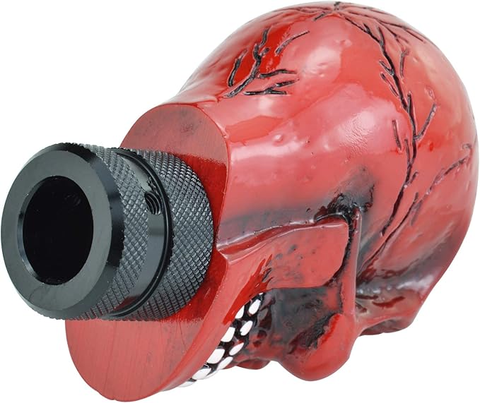 Lunsom Skull Gear Shift Head Resin Shifter Knob Car Transmission Shifting Stick Handle Fit Automatic Manual Vehicle (Red B)