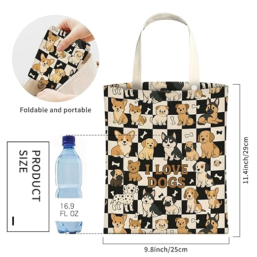 Cute Car Trash Can, Hanging Canvas Car Back Seat Organizer and Storage Bag, Funny Car Trash Bag for Travelling, Outdoor Cute Dogs