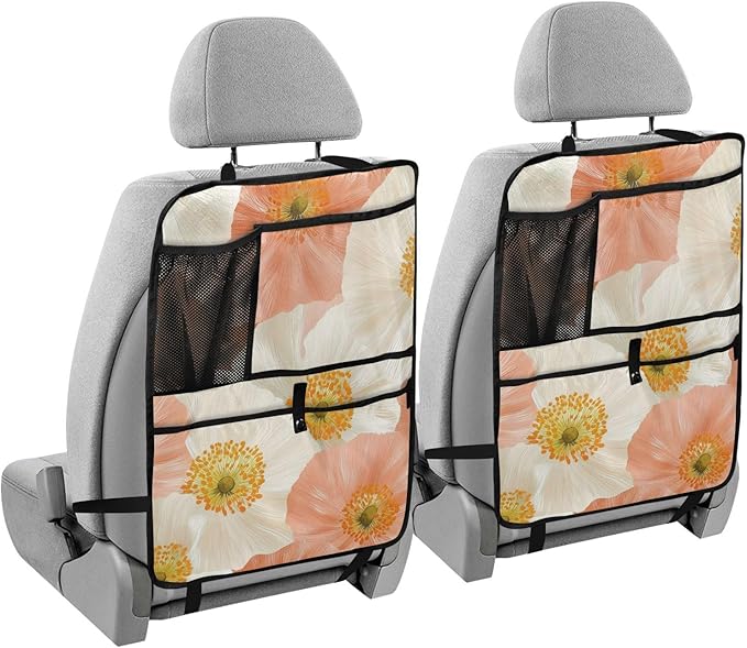 Pop Art Poppy 2 Pack Backseat Car Organizer with Storage Pockets Seat Back Organizers for Kids Kick Mats Backseat Protector Automotive